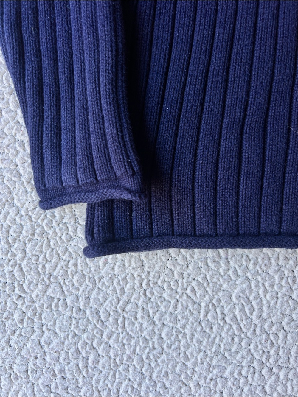 Vintage Polo Ralph Lauren Sweater Navy Blue Cotton Stretch Knit Crewneck Large - Picture 3 of 6